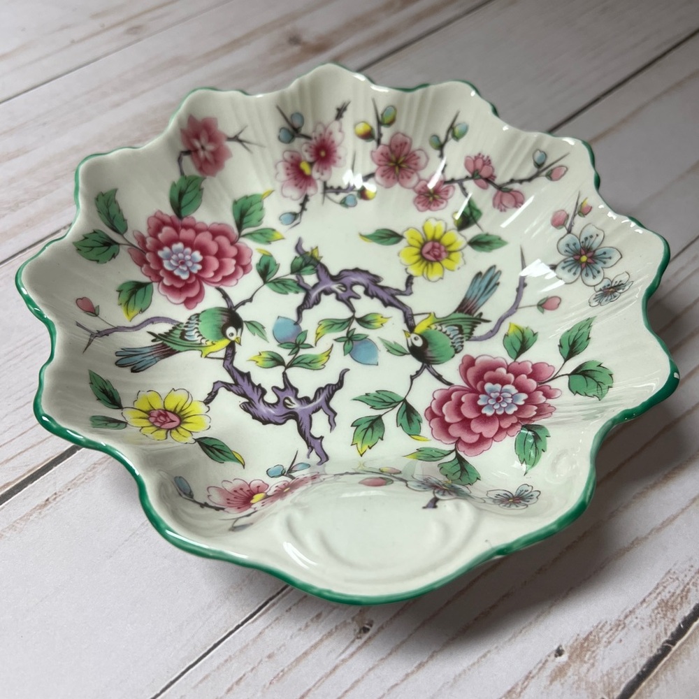 Trinket Jewelry Dish Old Foley James Kent Chinese Rose 6” Made in England